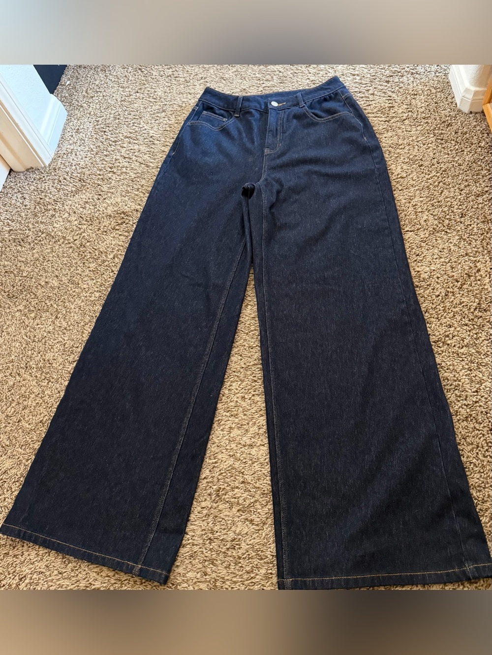 HALARA Wide Leg Jeans in Dark Blue Denim size small regular